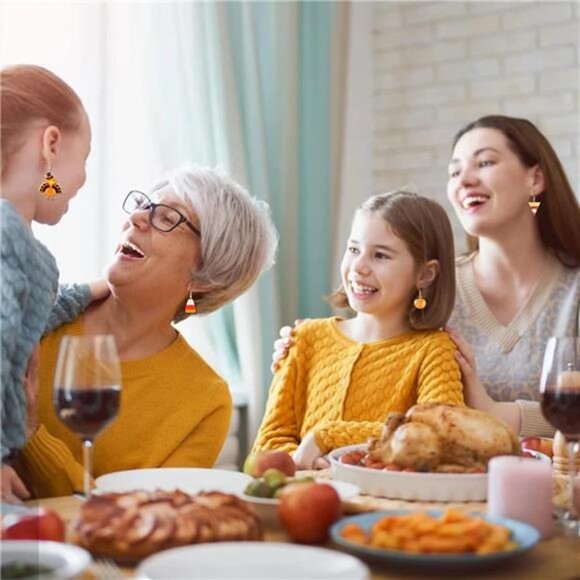 Thanksgiving Fall Earrings: Maple Leaf, Candy Corn, Turkey & Pumpkin Designs - Picture 3 of 7